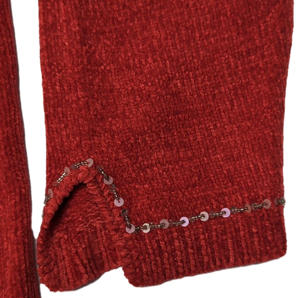 Quacker Factory Embellished Sweater Womens‎ Plus Size 1X Red Chenille NEW NWT - Picture 8 of 15